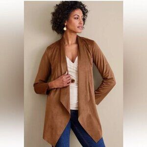 SOFT SURROUNDINGSShape Drape Suede Jacket cardigan  in Saddle Size large